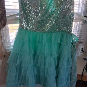 Deb Shimmering Teal Kids Dress